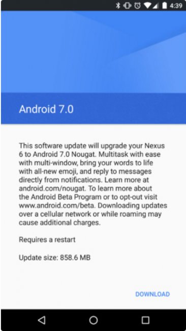 Nexus 6 официально обновился до Android 7.0